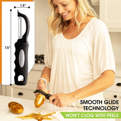 Spring Chef Premium Swivel Vegetable Peeler, Soft Grip Handle and Ultra Sharp Stainless Steel Blades - Perfect Kitchen Peeler For Veggie, Fruit, Potato, Carrot, Apple - Mango