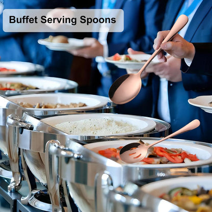 Serving Spoons Set, 8.7 Inch Serving Spoon, Slotted Spoons, Gold