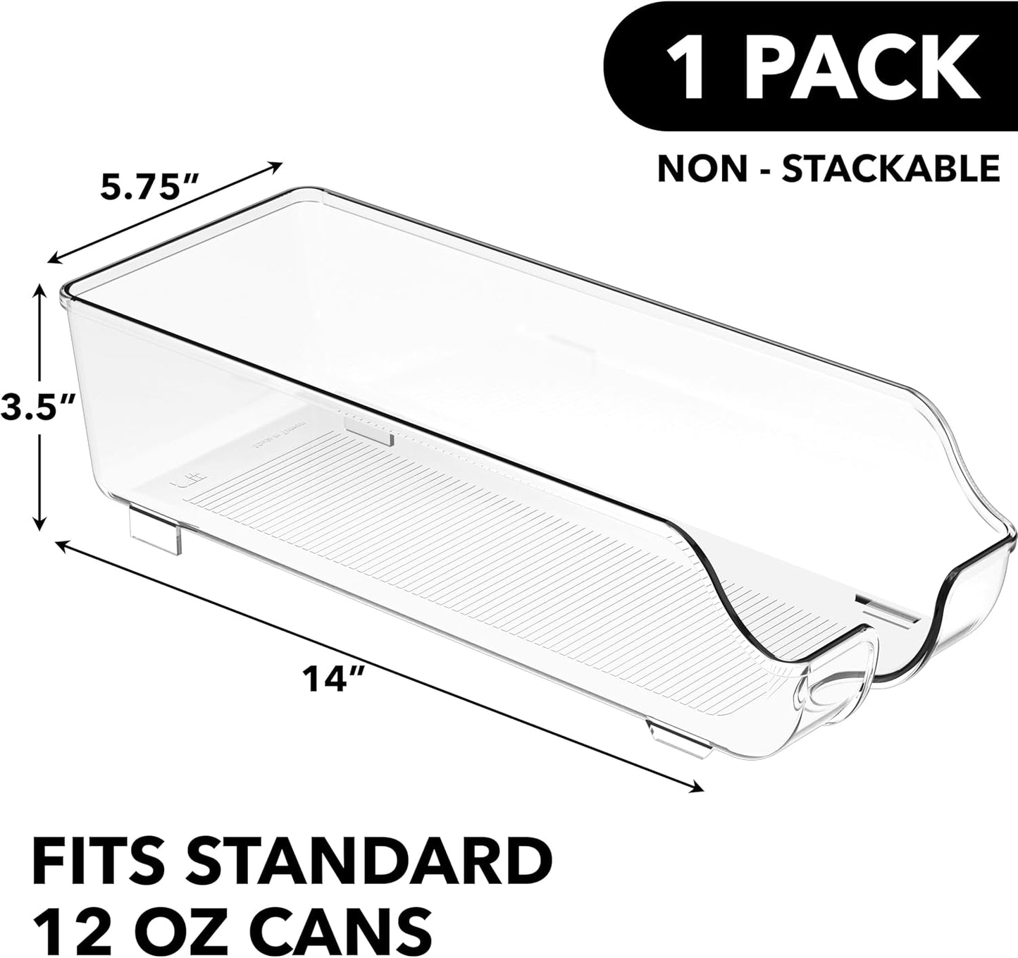 Simple Houseware Soda Can Organizer and Dispenser for Refrigerator / Pantry, Clear, Set of 2