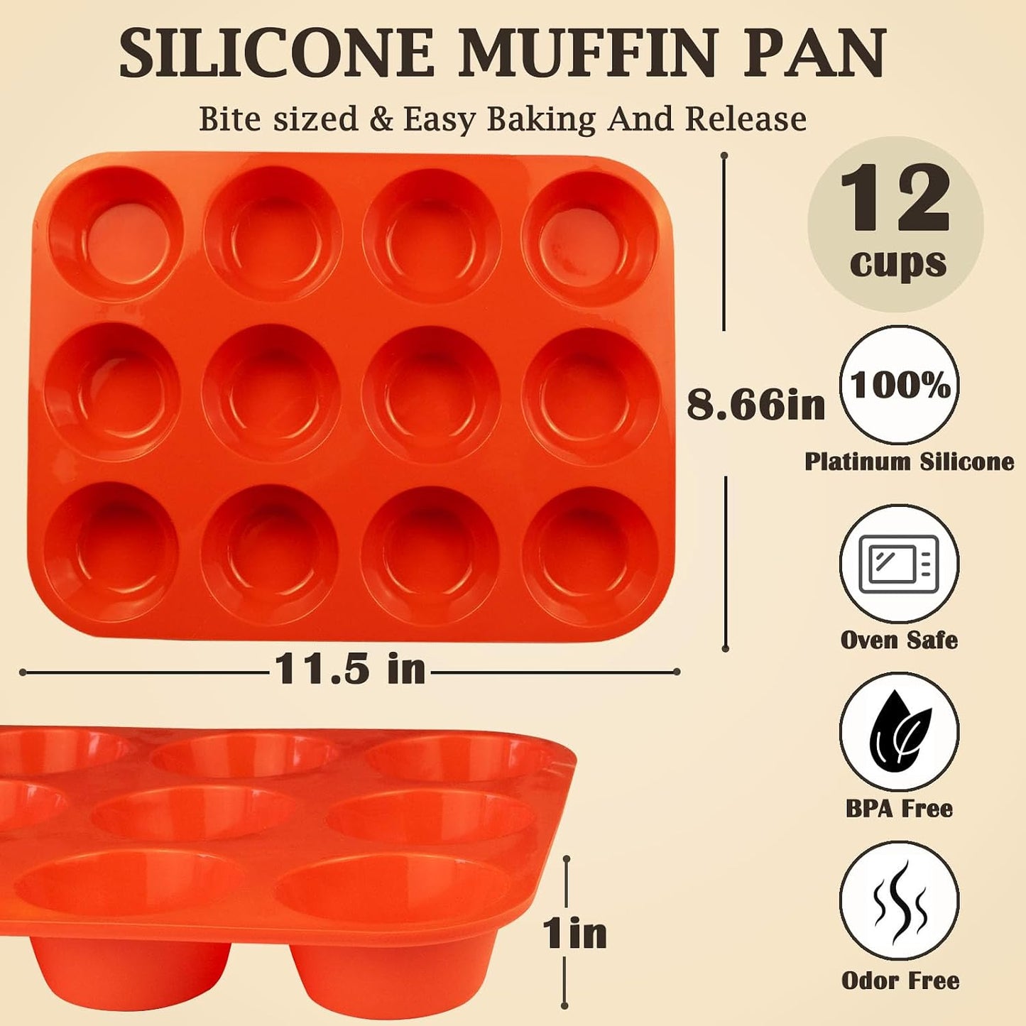 24 Cups Silicone Mini Muffin Pan Set, Nonstick Mini Cupcake Pans, BPA Free Small Muffin Tin for Baking, Set of 2 (Green+Purple)