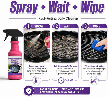 Heavy Duty Grill Cleaner Spray, BBQ Grill Degreaser and Grease Remover for Outdoor Grills, Fast Acting Formula for Grates, Smokers, Drip Pans, Stainless Steel and Porcelain Enamel (1)
