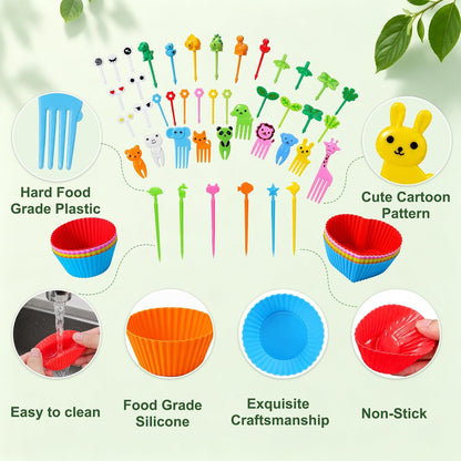 XANGNIER 40 Pcs Silicone Lunch Box Dividers,Reusable Lunch Bento Box Accessories for Kids,Lunchbox Supplies Accessories,Back to School Lunch Essentials,Silicone Cupcake Liners,Muffin Cups