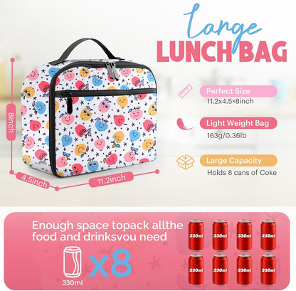 Lunch Box Kids, Lunch Bags for Women Men, Insulated Cooler Reusable Cute Lunch Containers for Boy & Girls, Adults Leak Proof Large Lunch Tote Bags for School, Work, Travel, Picnic Outdoor and Beach