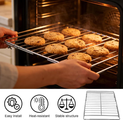 Adjustable Extendable Oven Rack, Universal Chrome Plated Wire Shelf, Adjusts from 17" to 30" Wide, Compatible with GE, Whirlpool, Frigidaire, Kenmore, Samsung, LG, Ovens, 1 Pack