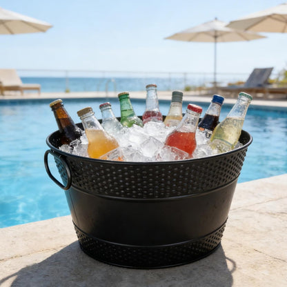2PCS Beverage Tub Large Ice Bucket For Parties, Thick Metal Galvanized Tub Drink Buckets, Beverage Bucket with Handles, Drink Bucket for Indoor & Outdoor Party (Sliver)