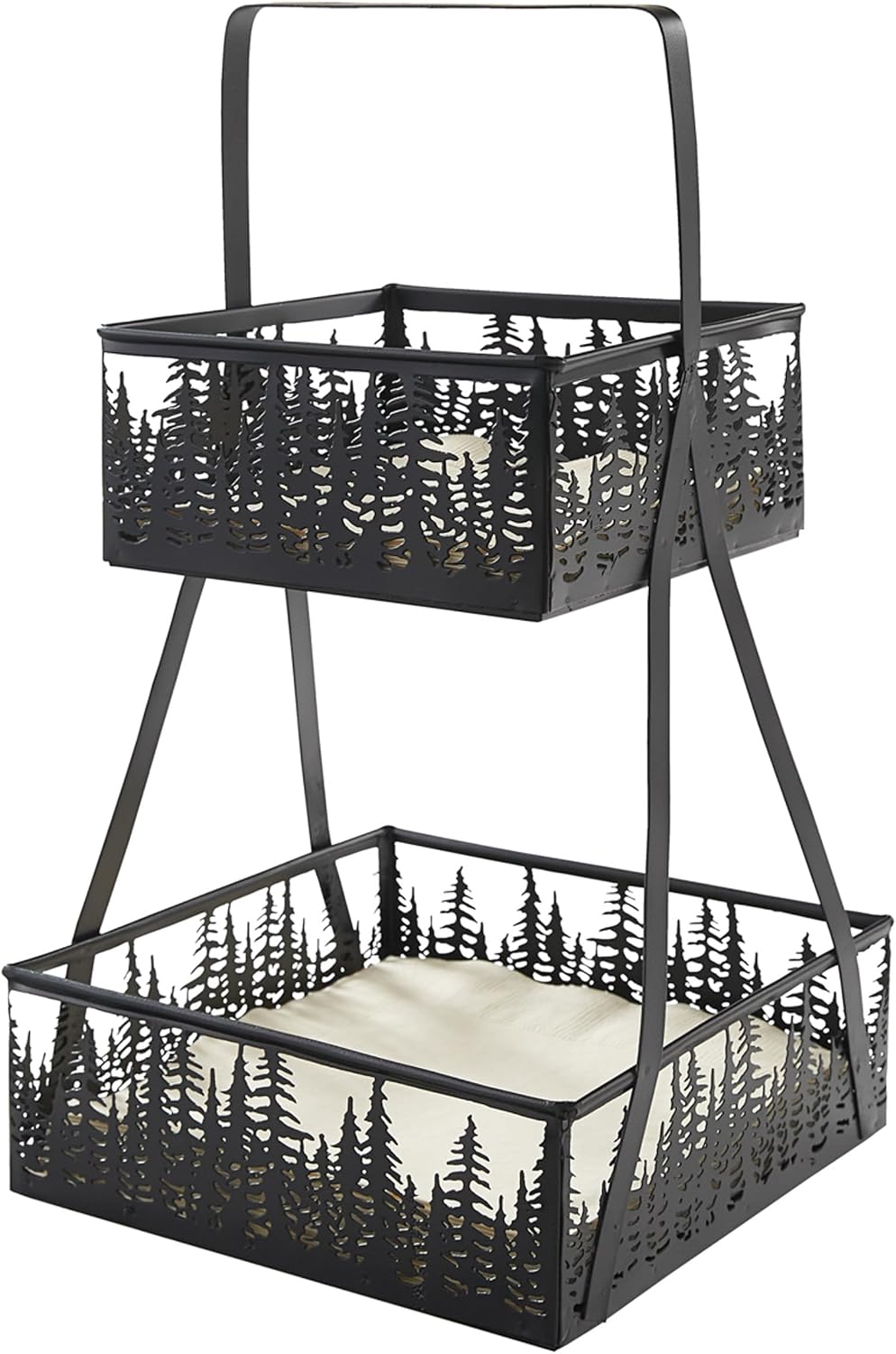Park Designs Tree Tops Two Tier Napkin Holder, Lodge Metal Tiered Tabletop Storage, Cabin Dual Serving Caddy Organizer