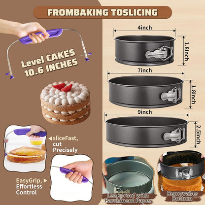 720PCS Cake Decorating Kit with Baking Supplies & Rotating Turntable