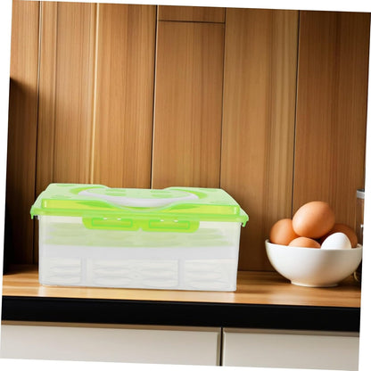 MAGICLULU 2 Layer Deviled Egg Carrier Deviled Egg Holder with Lid And Handle 24 Slots Portable Reusable for Refrigerator (green)