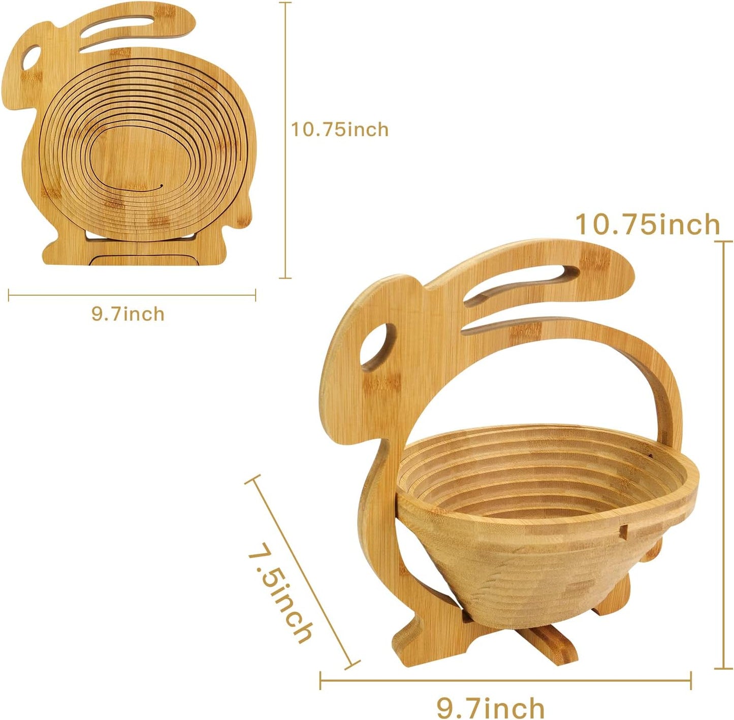 MYOSOTIS Foldable Fruit Basket Collapsible Bamboo Fruit and Veggie Basket Fruit Bowl Holder and Dried Fruit Basket For Holiday Party (Duck)