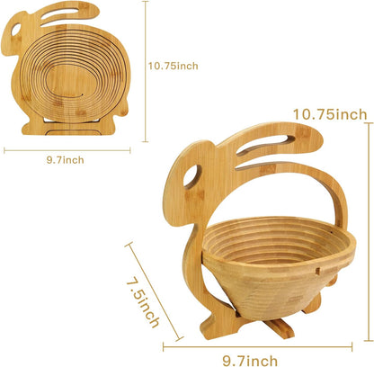 MYOSOTIS Foldable Fruit Basket Collapsible Bamboo Fruit and Veggie Basket Fruit Bowl Holder and Dried Fruit Basket For Holiday Party (Duck)