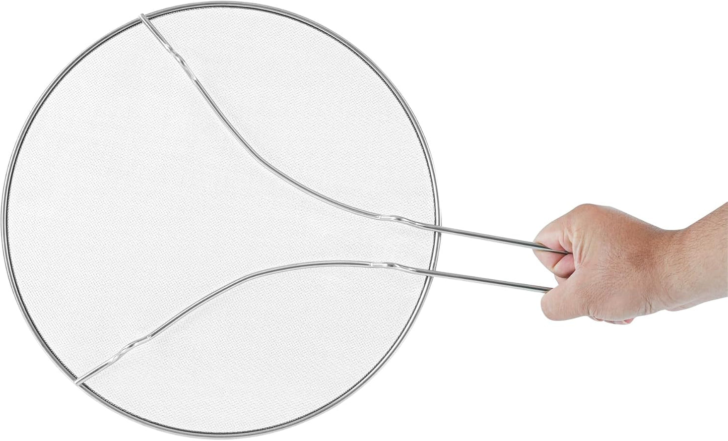 Restaurantware Splatter Screen 1 Count 13" Fine Mesh Cover Stainless Steel Splatter Guard with Resting Feet Cooking Protector for Frying Pan, Cooking Pots, Saute, Grease and Oil, Kitchen Tool