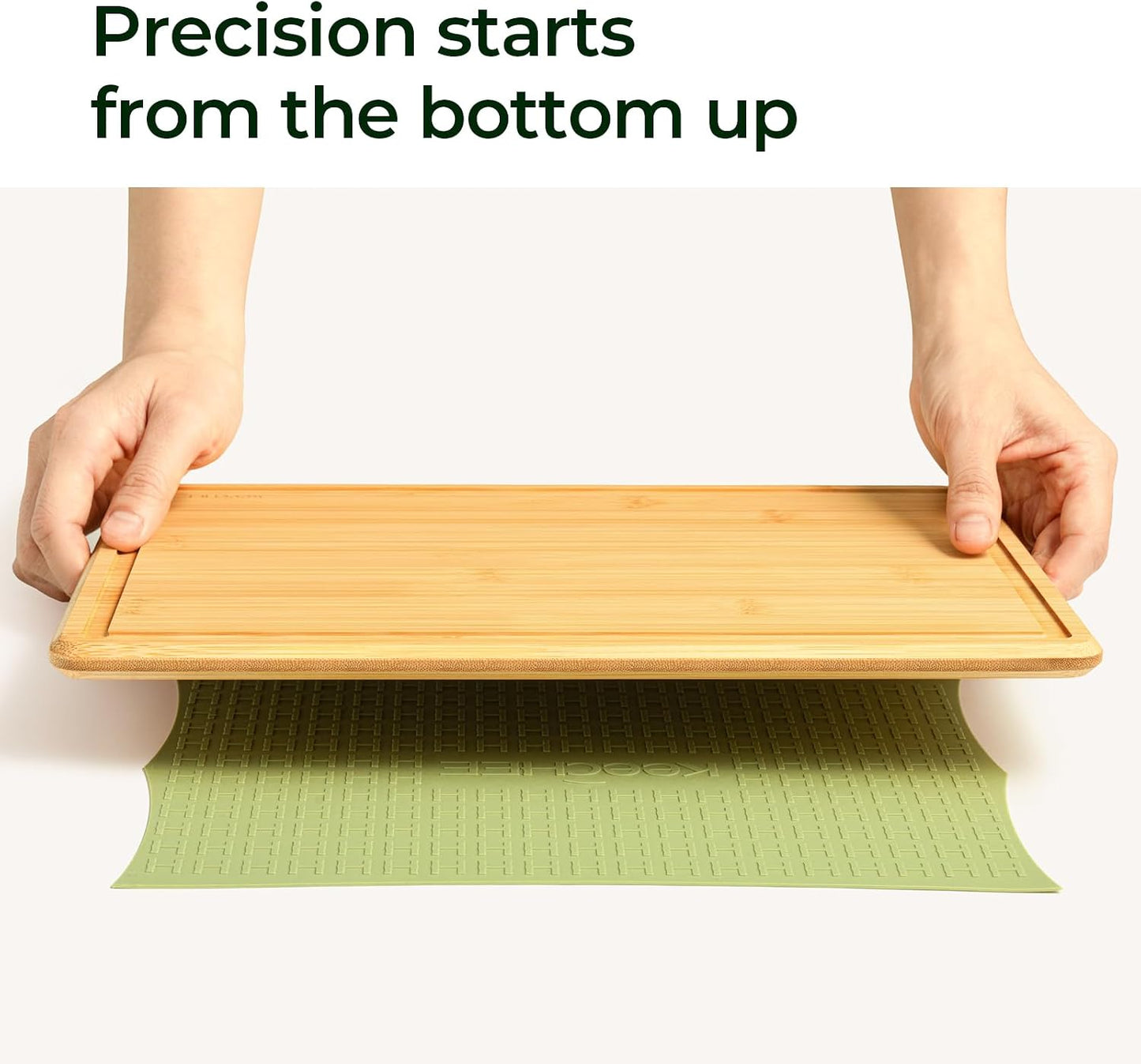 Keechee Cutting Board with Non-slip Mat, Bamboo Cutting Board for Kitchen Meal Prep & Serving - Wood Serving Board Set with Deep Juice Groove Ideal Kitchen Gifts