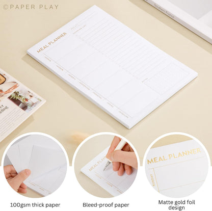 Magnetic Meal Planning Pad for Fridge 52 Undated Tear-off Sheets, 6x9 Inch Meal Planning Notepad for Meal Planner & Grocery List with Magnet, Weekly Meal Planner with Tear Off Shopping List