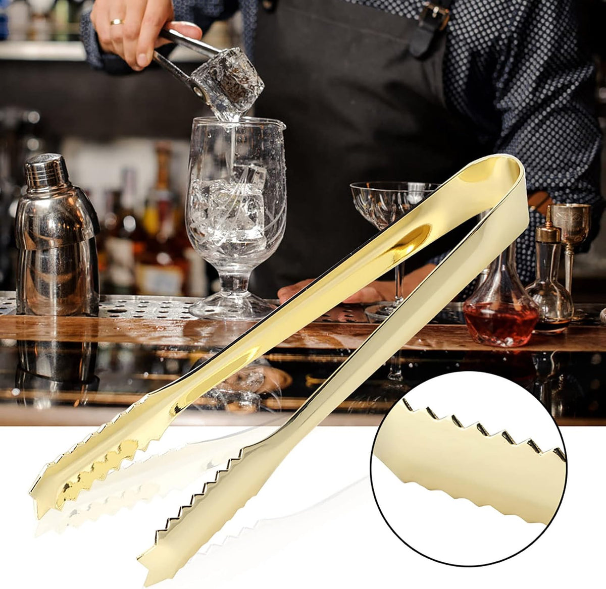 Ice Tongs, Serving Tongs Bar Sugar Stainless Steel Biscuit Buffet Grill Kitchen Edition Clamp Tool Heat Non Slip Grip Glossy Silver For Baking Pastry Salad BBQ Cooking