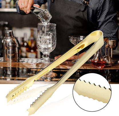Ice Tongs, Serving Tongs Bar Sugar Stainless Steel Biscuit Buffet Grill Kitchen Edition Clamp Tool Heat Non Slip Grip Glossy Silver For Baking Pastry Salad BBQ Cooking