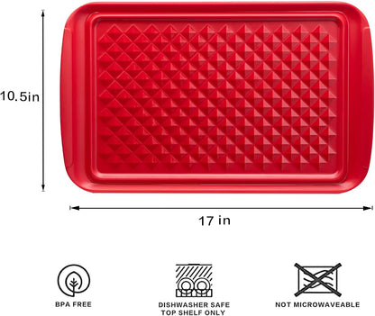 LEHAHA Grilling Prep and Serve Trays, BBQ Serving Platter, Melamine Serving Trays for Food, Set of 2, Great Gift for Father's Day, BBQ Lovers, Prefect for Chrismas Festival and Everyday use.
