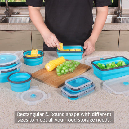 Collapsible Food Storage Containers with Lids, 4 Pack, 40 oz Silicone 1-Compartment Meal Prep Containers Reusable, Lunch Bento Boxes for Adults, Microwave Freezer Dishwasher Safe, BPA-Free, Black