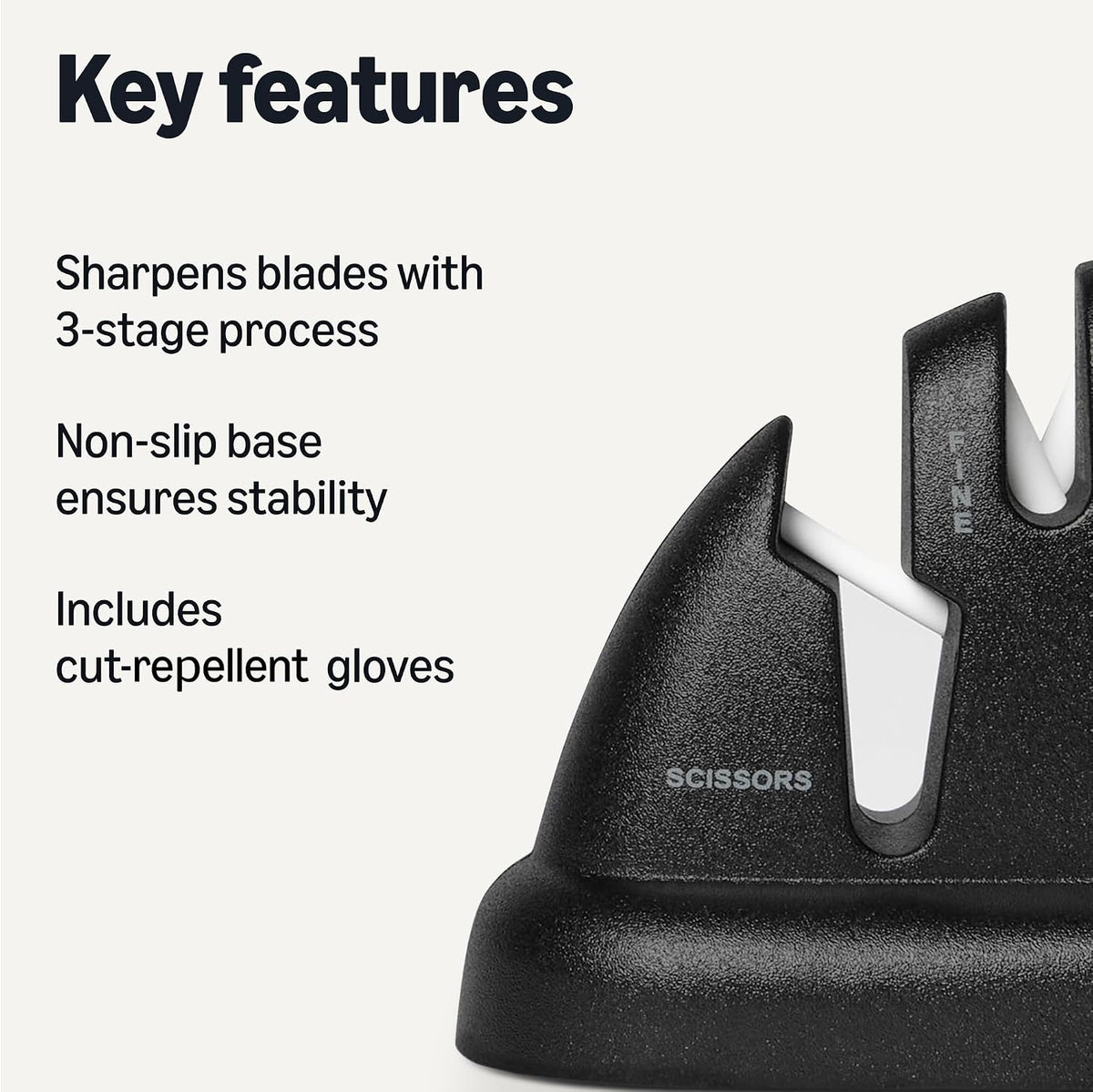 Amazon Basics 4-in-1 Kitchen Knife Sharpener with Nonslip Base, Includes Safety Glove