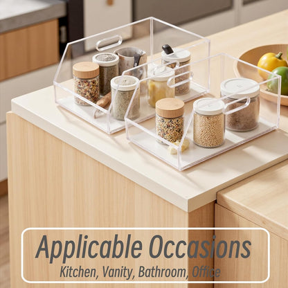 Gelite Stackable Storage Bins Open Front Clear Organizer Bins with Handles Acrylic Storage Container for Pantry Kitchen Cabinet Bathroom Closet Office Organization, 11.4x7.5x5.1''