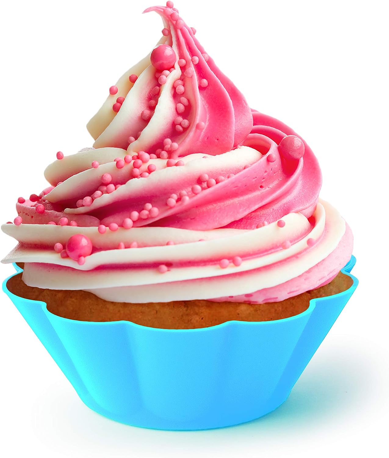 Fox Run Scalloped Black and White Silicone Cupcake and Muffin Liners, Set of 12, Standard Size Wrappers
