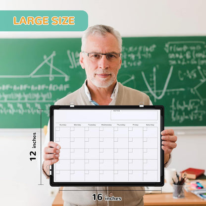 Small Weekly Calendar Dry Erase Whiteboard for Wall, 16" x 12" Magnetic Dry Erase Board, Hanging Double-Sided White Board, Portable Board for List, Kitchen, Planning, Memo, Home, Office