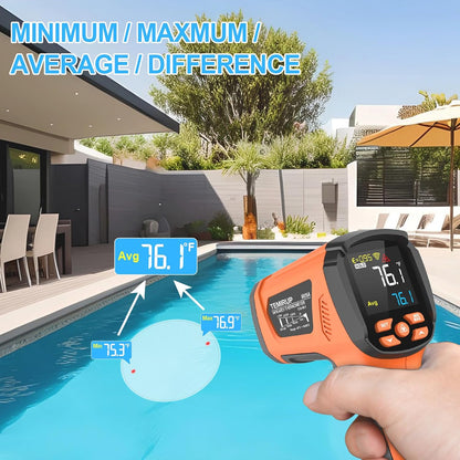 Infrared Thermometer Gun, Non Contact Digital Laser Thermometer Temperature Gun with Color LCD for Cooking, Home Repairs, Humidity Measurement, Adjustable Emissivity -58°F to 1472°F(-50~800°C)