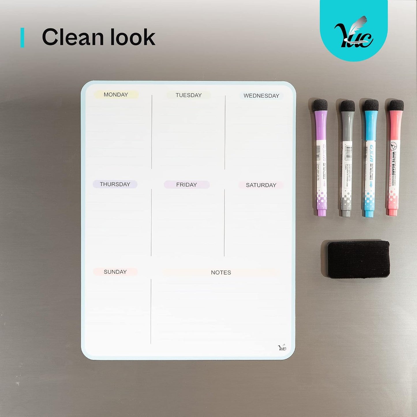 17x12 inch Dry Erase Whiteboard - Magnetic Fridge Calendar - White Board Calendar for Refrigerator
