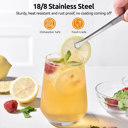U-Taste 8"+10"+12" Kitchen Cooking Tweezer: 18/8 Stainless Steel Food-Grade Metal Food Tong, Flexible Pinching, Seamless-Welding and Sturdy for Serving Grilling Frying, Plating, Feeding (Pointed Tip)