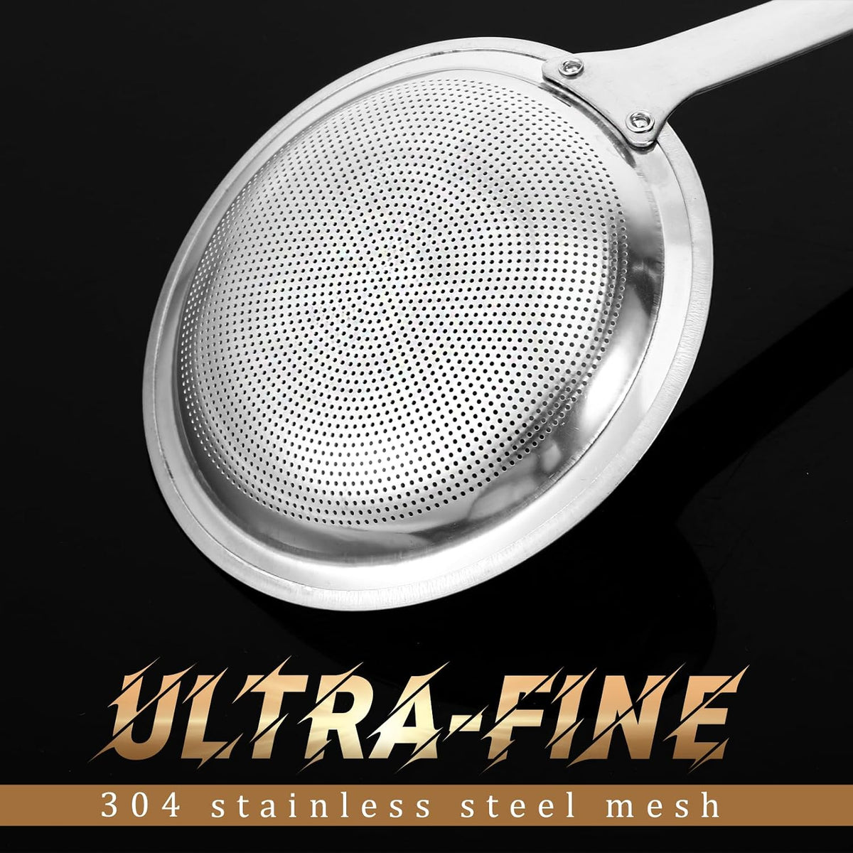 Qianyu Hot Pot Fat Skimmer Spoon Extra Fine Strainer With Handle Fine Mesh Stainless Steel Colander Broth Foam Filter Ladle Food Strainer Kitchen Gadget for Skimming Grease Baking Oil Flour Sifter