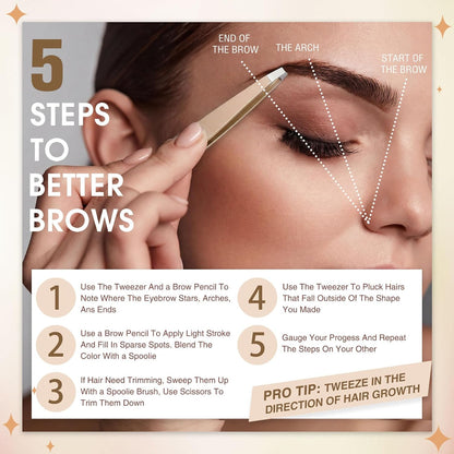 Mudder 12 Pcs Eyebrow Tweezers Set for Facial Hair Stainless Steel Slanted Tip Tweezers in Bulk for Men and Women(Silver)
