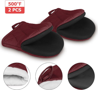 Goldmeet Mini Oven Mitts 2-Pack, 7"x5.5", 500°F Silicone Grip, Gray