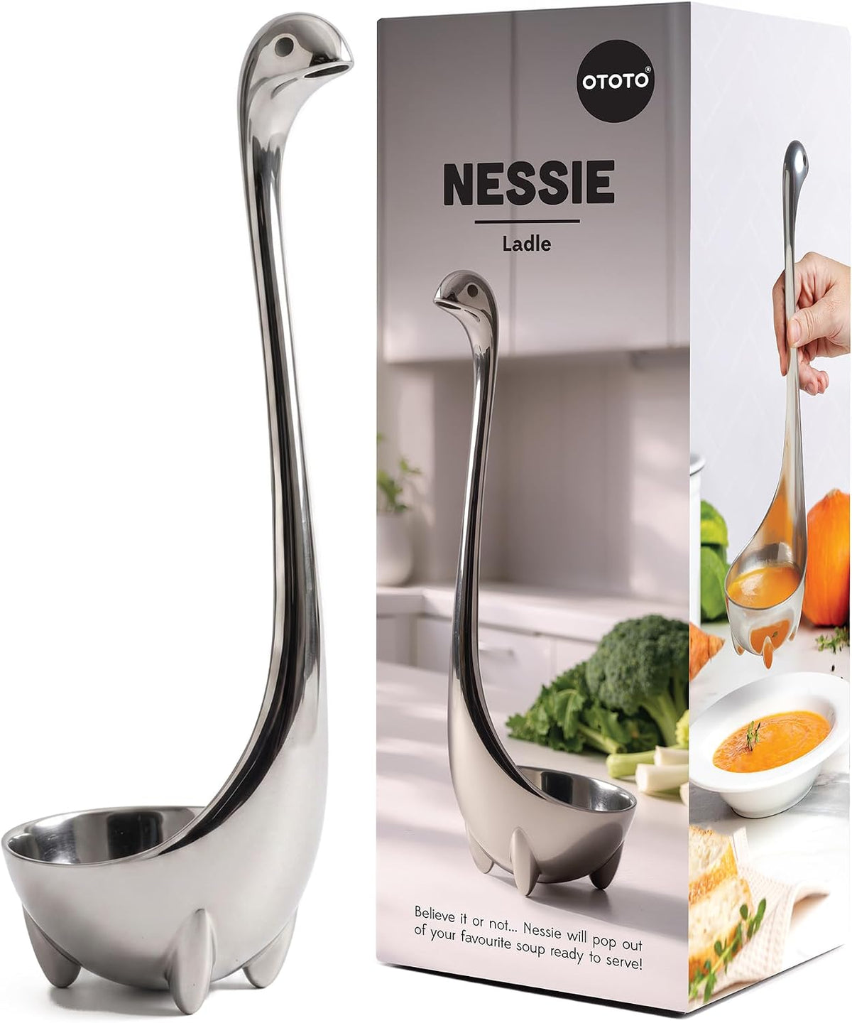 OTOTO The Original Nessie Ladle - Soup Ladle, Cute Gifts, Funny Kitchen Gadgets, Loch Ness design, Cooking Gifts for Mom - Cute and Practical Kitchen Utensils - Unique Gifts for Women