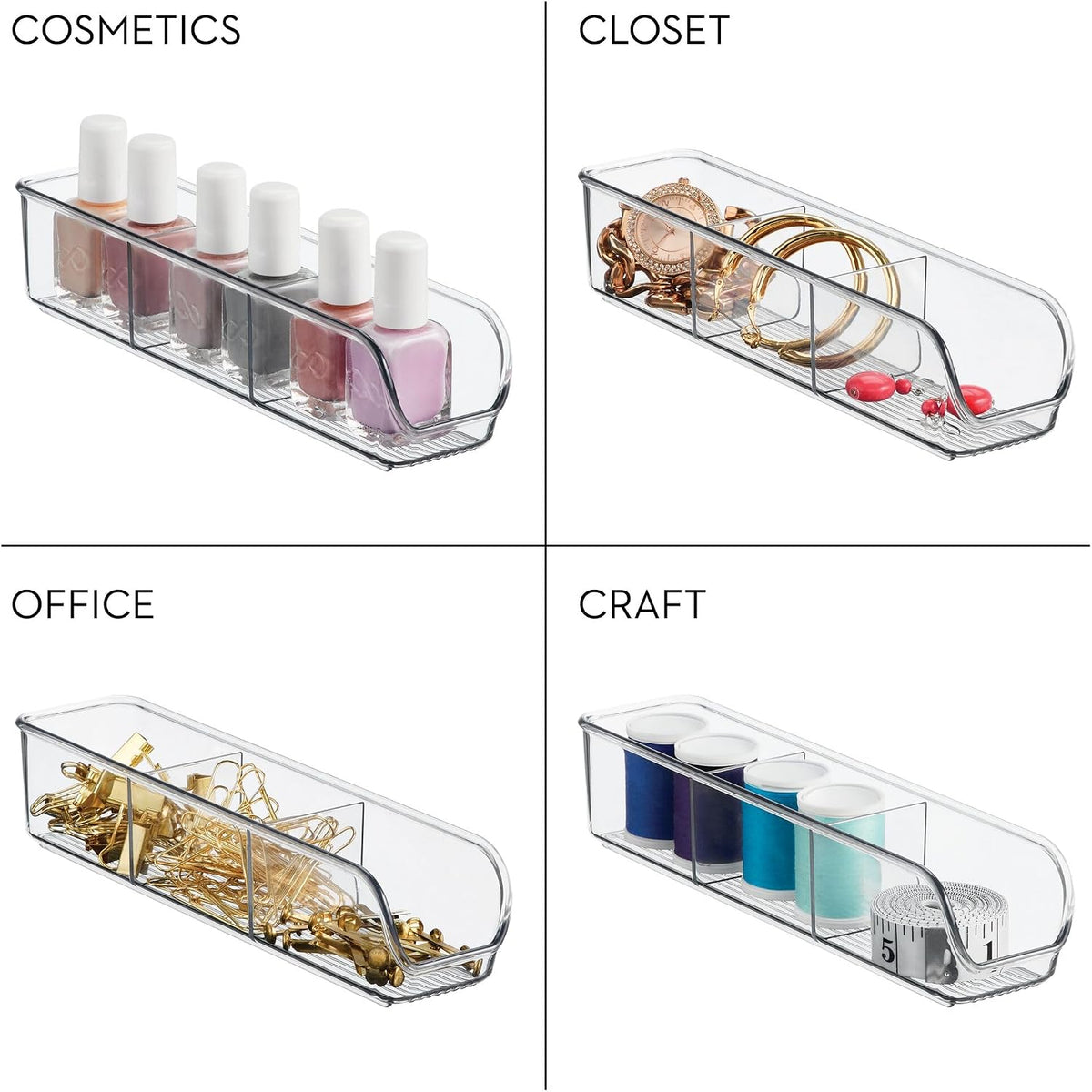 iDesign Plastic Packet and Tea Bag Organizer, Clear | Kitchen Storage Container, For Sugar, Salt, Pepper, Sweeteners, Tea Bags, Spices, The Linus Collection