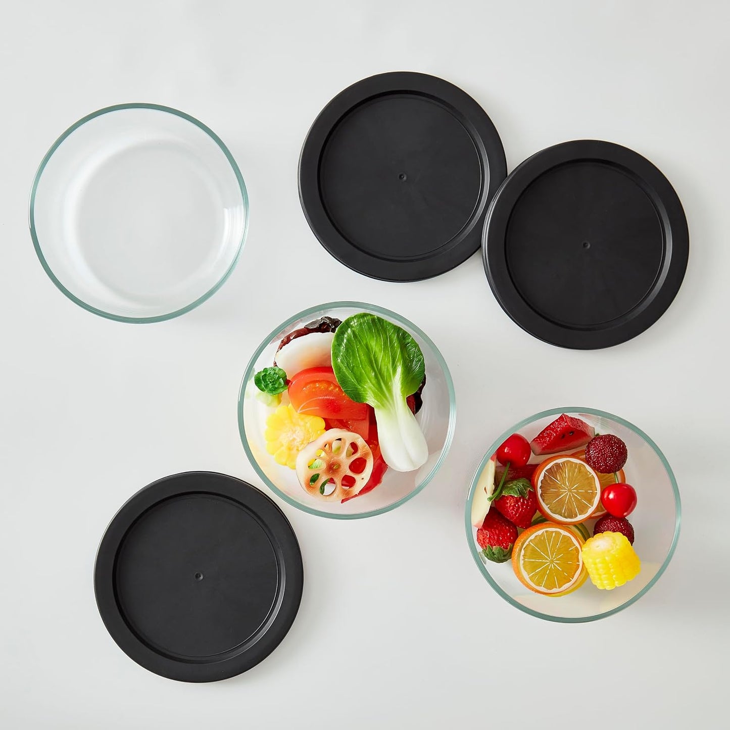 6-Piece Glass Food Storage Containers Set (3 Containers + 3 BPA-Free Lids) | 2-Cup, Leakproof | Microwave, Freezer, Oven & Dishwasher Safe | Ideal for Meal Prep & Pantry Organization, Pistachio