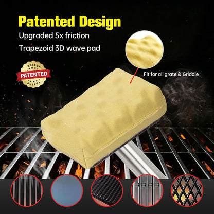 Bristle-Free Steam Grill Brush – No Shedding Bristles, Unique Wave Pads for Deep Cleaning Blackstone, Weber, and Stainless Steel Grills – Safe for Outdoor BBQ Cleaning
