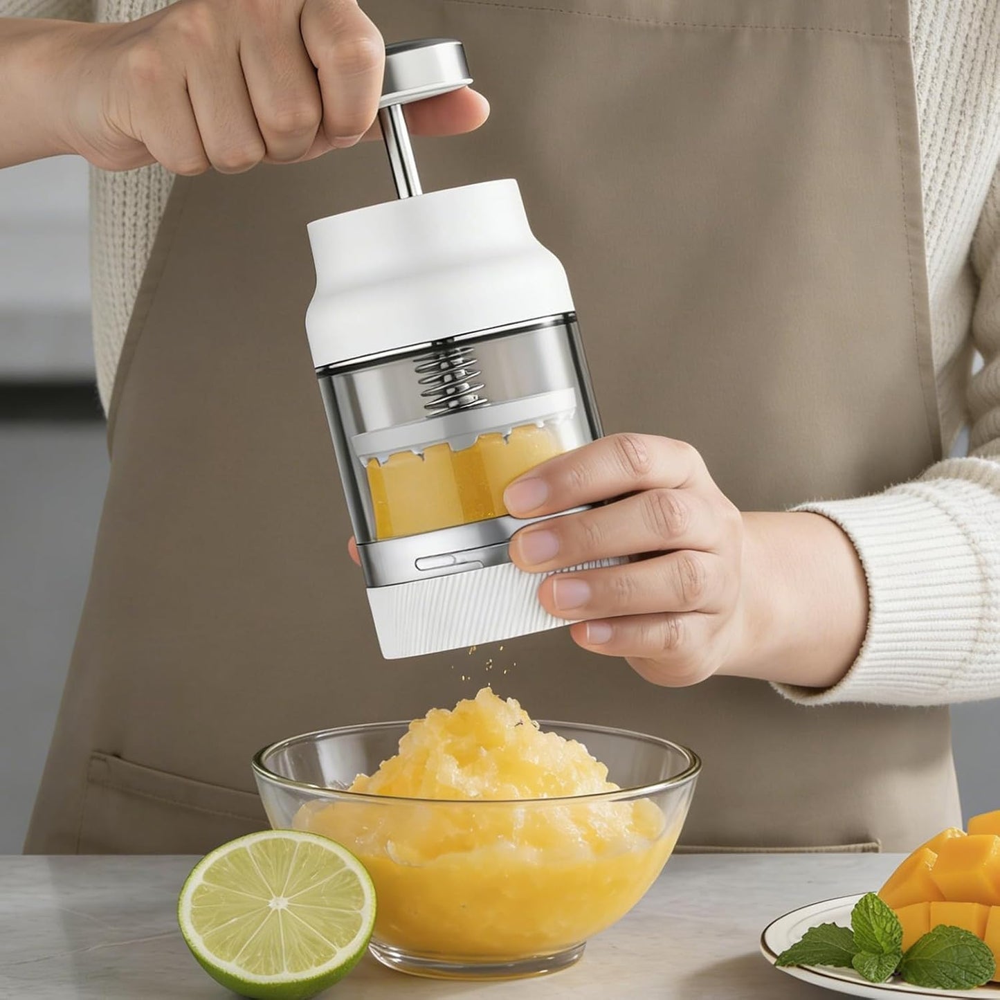 Mini Shaved Ice Machine Snow Cone Machine - Portable Handheld Small Crusher with Free Cube Trays