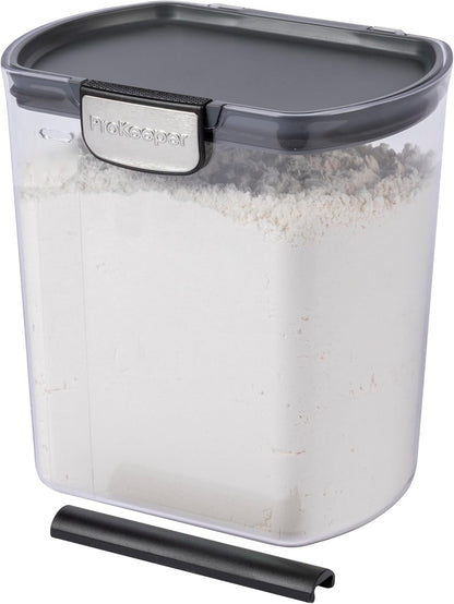 ProKeeper+ Airtight Food Storage Container Set – Clear Plastic Flour and Sugar Canister Set with Magnetic Accessories for Kitchen Organization (Grey, 9-Piece)