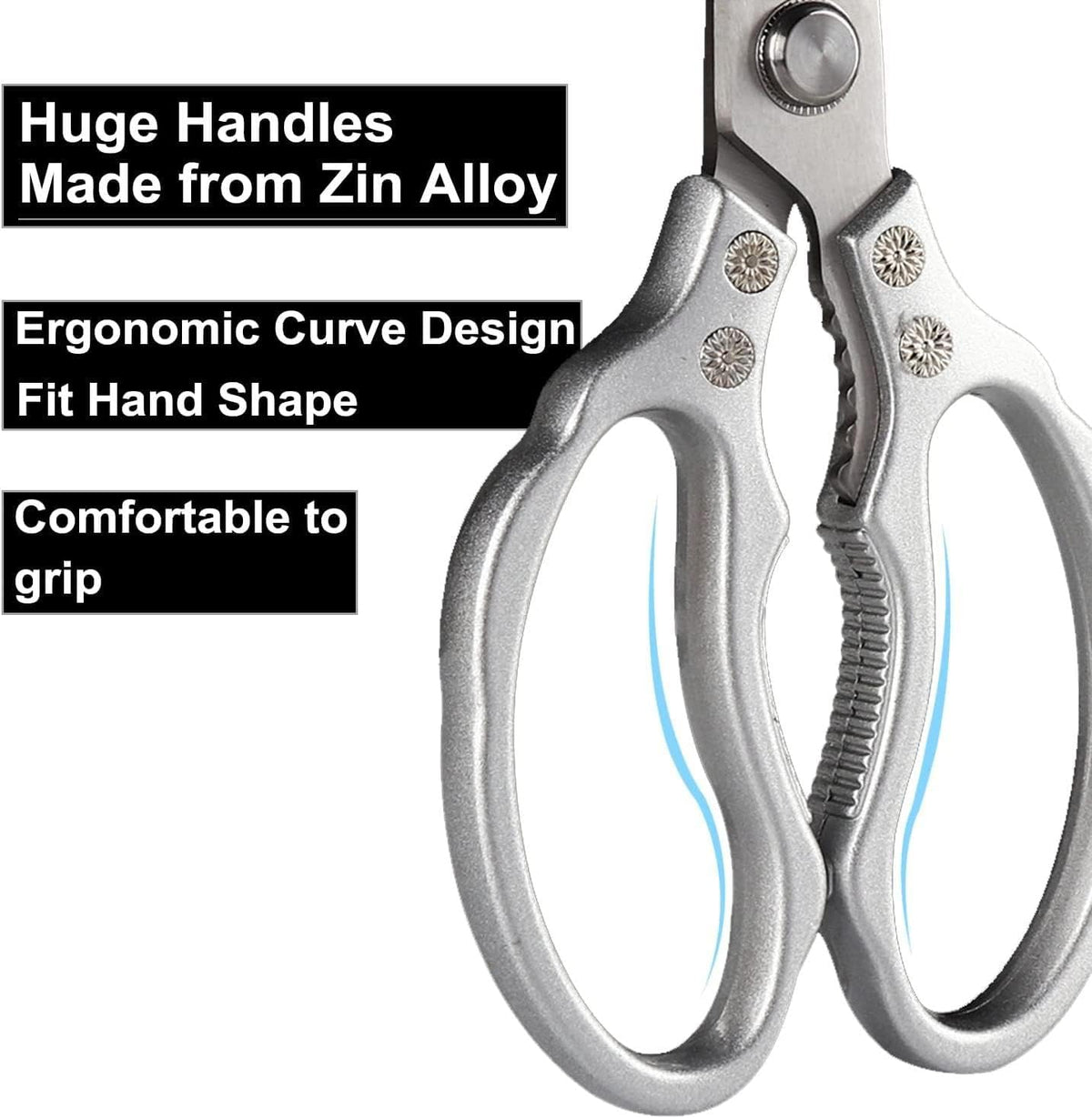 Heavy Duty Sharp Kitchen Scissors, Dishwasher Safe, Cooking Shears for Meat, Chicken, Fish, Poultry, Herb, Bread (Red)