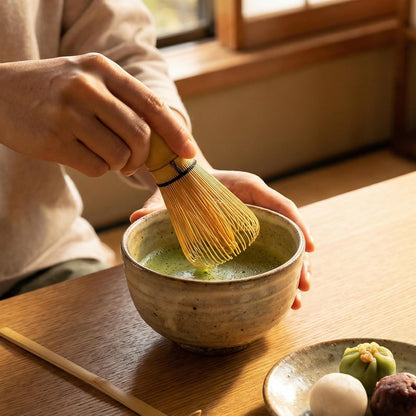 Matcha Whisk, Handcrafted Bamboo Whisk for Matcha Powder (Yellow)