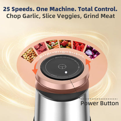 600W Food Chopper 8 Cup Glass Food Processor Meat Grinder