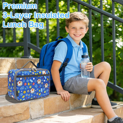 FlowFly Kids Lunch box Insulated Soft Bag Mini Cooler Back to School Thermal Meal Tote Kit for Girls, Boys, Astronaut - Colors B