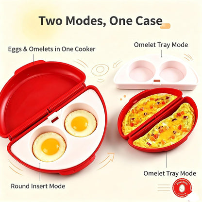 2-In-1 Microwave Omelette Maker & Egg Cup Cooker with Removable Tray，A+B