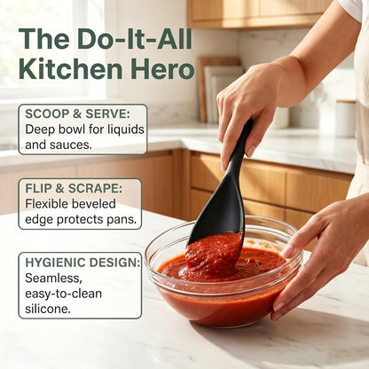 Silicone Cooking Spoons, Spoon Spatula for Mixing, Stirring, Serving