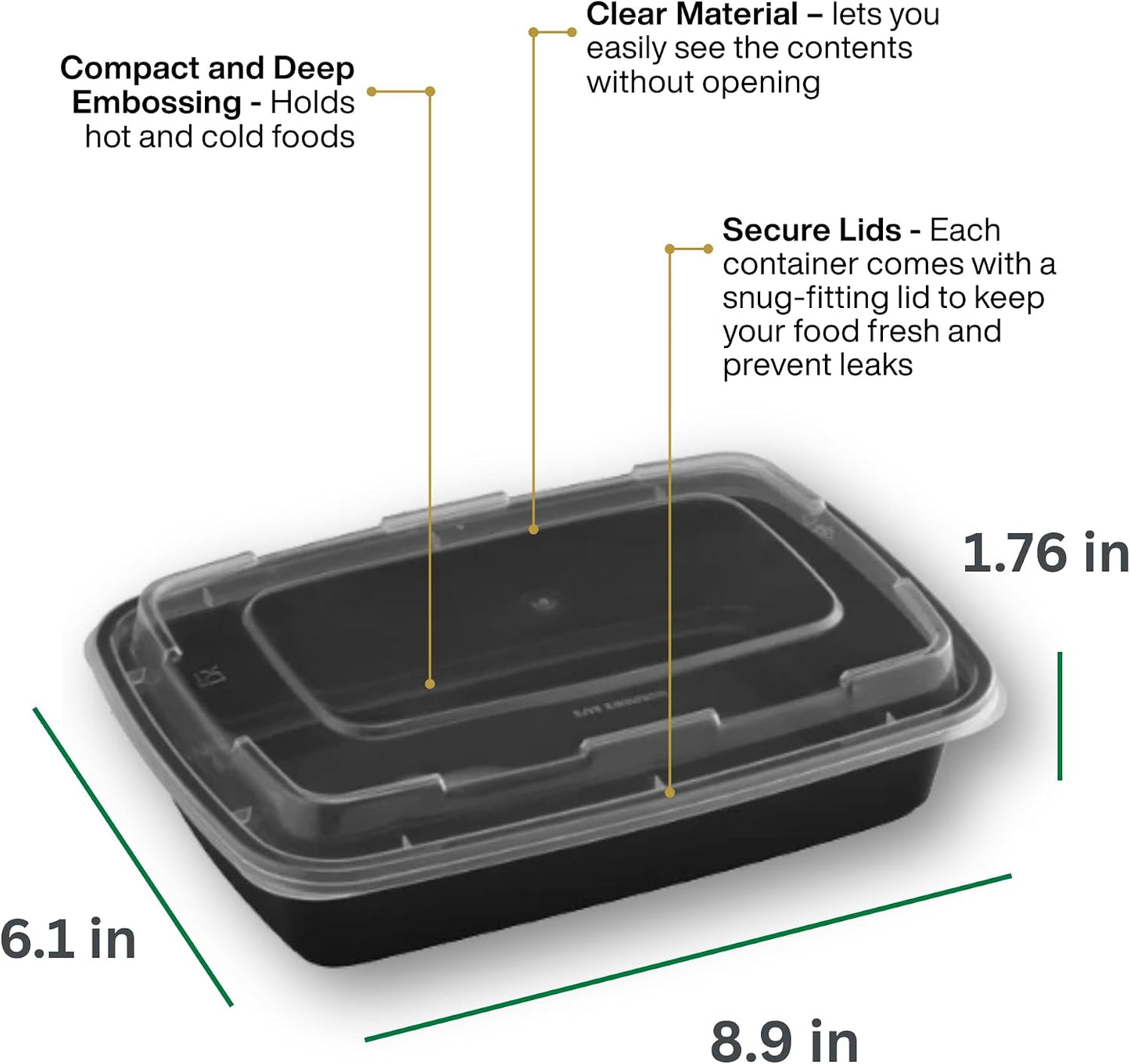 Meal Prep Containers [30 Pack] Rectangular Food Storage Containers with Lids, Bento Box, BPA Free, Stackable, Microwave/Dishwasher/Freezer Safe To Go Food Containers for Meal Prep (32 oz)