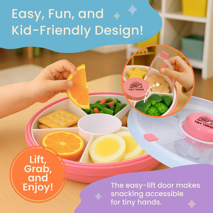 Snack Container for Toddlers with Lid, 5-Compartment BPA-Free Toddler Snack Spinner – Non Toxic, Leak-Proof, Easy Open, Dishwasher Safe Travel Snack Box for Toddlers (Mint Green)