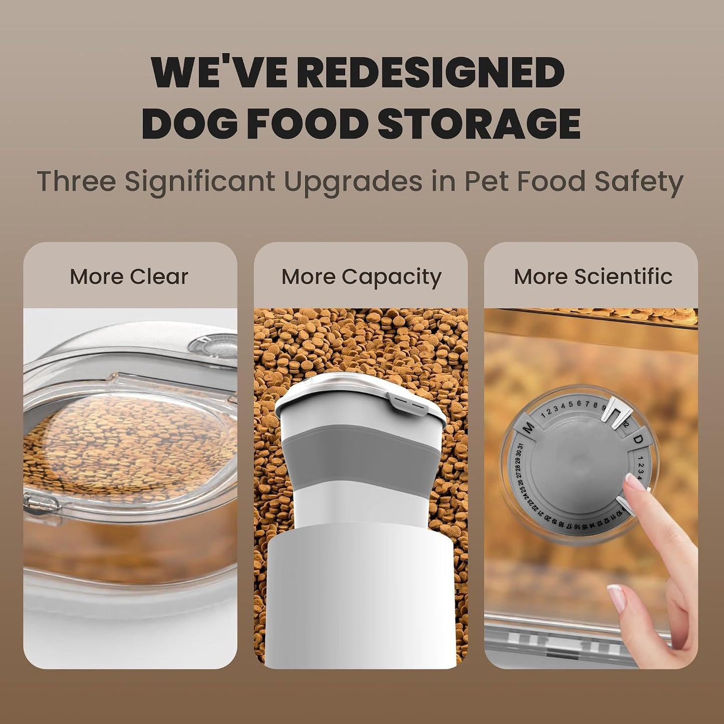 20-23 Lbs Dog Food Storage Container, Collapsible Dog Food Container with Transparent Airtight Lid,Multifunctional Pet Food Storage Container for Dog Cat,Rice,Flour,Pet Food Scoop and Dog Bowl