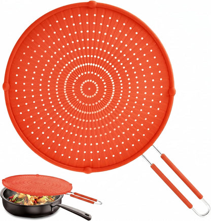 Splatter Screen for Frying Pan, Grease Splatter Guard, Heat-Resistant Splatter Guards for Frying, Silicone Splatter Guard for Everyday Cooking, Dishwasher Safe （16in×12in×0.5in）
