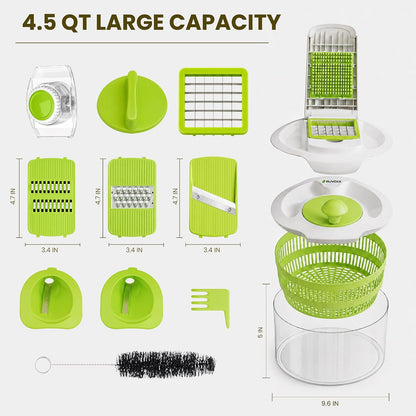 Large Salad Spinner with Slicer - 7-in-1 Lettuce Spinner, Chopper & Grater