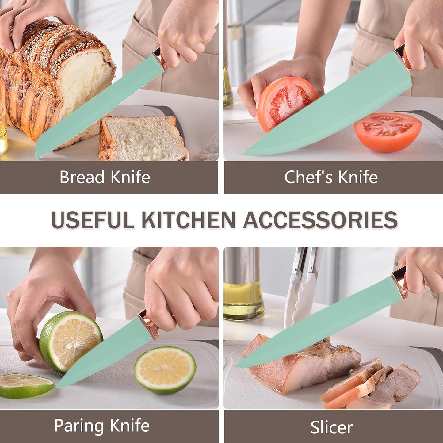 Non-Stick Silicone Cooking Utensils Set, 5 Pcs with Wooden Handle, Heat Resistant Silicone Kitchen Gadgets (Black)