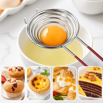 Egg Separator 2Pcs, Stainless Steel Long Handled Yolk White Divider